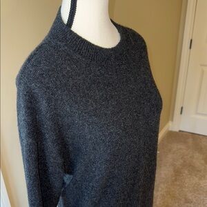 MNG Mango Wool Sweater Blend Dark Gray Crew Neck Oversized Dropped Shoulders SzS